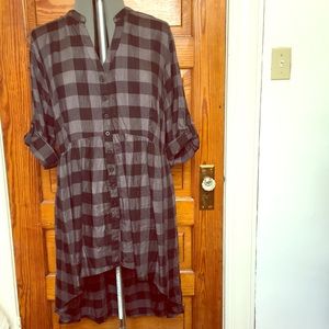 NWT: Black and Grey Plaid High-Low Tunic